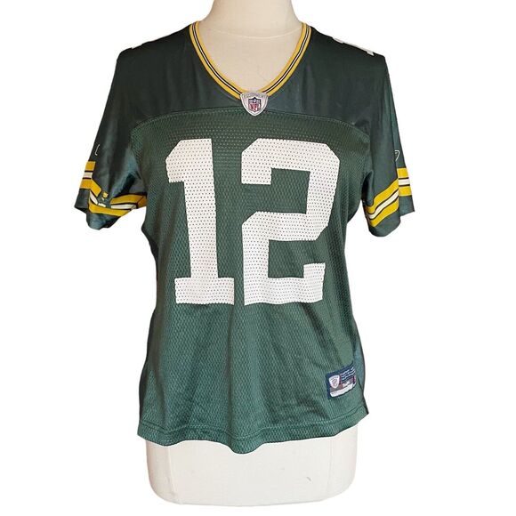 Aaron Rodgers 12 Green Bay Packers Jersey Womens Sz L Green Football Reebok NFL - Picture 2 of 7